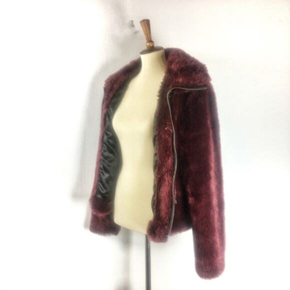 Express Special Edition red faux fur coat bomber jacket size Medium - Picture 4 of 10